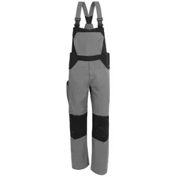 Latzhose X-Serie grau/schwarz Größe 98 - Robuste Arbeitslatzhose mit durchdachten Taschenlösungen und verstellbarem Bund, ideal für Handwerker und Profis in der Bau- und Industriebranche.