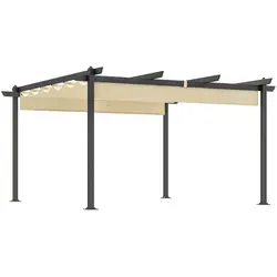 Outsunny Aluminium Pergola Beige 390x390 cm mit Baldachin - Gestalten Sie Ihre Terrasse mit der stabilen Outsunny Aluminium-Pergola. Mit robusten 80 mm Säulen und einem schützenden Baldachin bietet sie einen idealen Rückzugsort für entspannte Stunden im Freien.