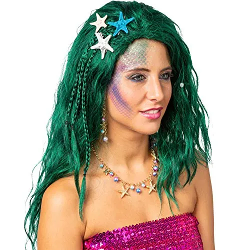 NET TOYS Maritimes 3-teiliges Set Haarschmuck Seestern - Blau-Weiß - Bezauberndes Damen-Accessoire Meerjungfrau & Nixe - Passend für Fasching & Themenabend