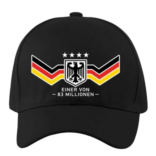 Einer von 83 Millionen Deutschland Cap – Verstellbare Kappe in Schwarz oder Weiß für Fans