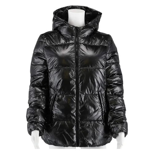 Champion Übergangsjacke mit Kapuze für Damen - Schwarz, Größe L - Funktionsjacken mit stylischer Farbblock-Optik und Kapuze, perfekt für die Übergangszeit. Mit gefüttertem Design und 2 Reißverschlusstaschen für praktischen Komfort.
