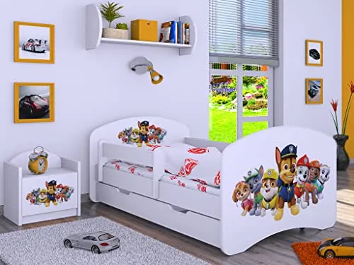 BDW Kinderbett Super Hunde, 160 x 80 cm, Weiß