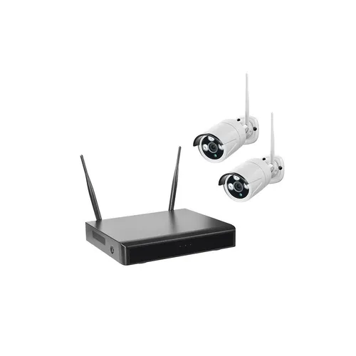 Indexa WLAN-NVR mit 2 Funk-Außenkameras WR100B und 4TB HDD - Alarmanlagen-Set mit Full HD WLAN-Überwachungskameras und 4TB Festplatte. Ideal für umfassende Sicherheit mit Bewegungserkennung und Smartphone-Zugriff.