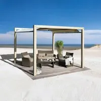 weka Gartenoase 235 Pergola mit Kunststoffplane - Pavillon aus Holz, 324 x 324 cm, wetterfest und ideal für entspannte Stunden im Garten.