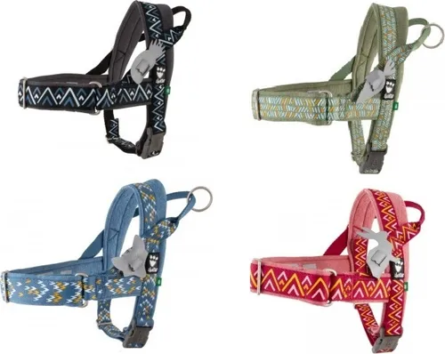 HURTTA Hunde-Geschirr Razzle Dazzle - Norwegergeschirr in Jeansblau, optimaler Sitz für Brustumfang 55-65 cm und stylisches Design
