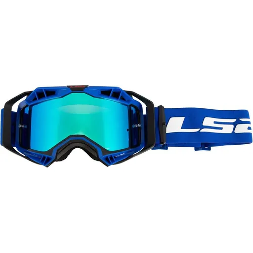 LS2 Crossbrille Aura Pro Black/Blue, Iridium Visor - Sportbrillen für Erwachsene, ideal für Offroad-Abenteuer mit einem stylischen Design und hochwertigem Iridium Visor für optimale Sicht.