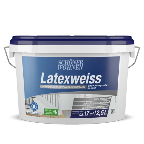 SCHÖNER WOHNEN Latexweiss seidengläzend Wandfarbe Innenfarbe 2,5 l