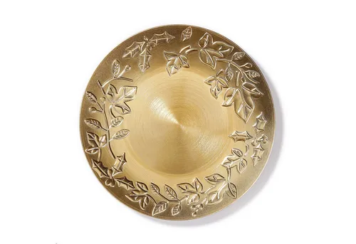 MAGIC by Inge Dekoschale, Dekoteller 33cm Kunststoff mit Mistelzweig Muster - Gold metallic