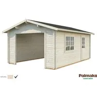 Holzgarage Roger 19,0 m² - Ohne Tor - Carport aus unbehandelter nordischer Fichte, ideal für Ihre Fahrzeuge. Mit wind- und regendichten Wandecken und einer großzügigen Nutzfläche von ca. 19,0 m².
