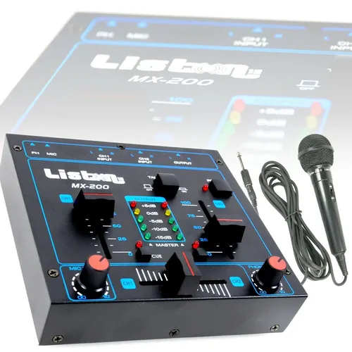 MX-200 2-Kanal DJ Mischpult mit Mikrofon