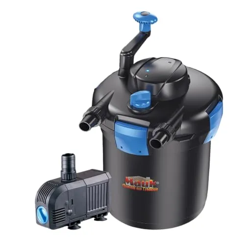 MAUK® Teichdruckfilter Komplettset | 9W UVC Klärer für klare Teiche bis 4000 Liter