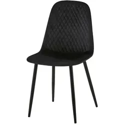 Esszimmerstuhl Giverny, Schwarz - Gemütlich und Stilvoll - Stühle - Hochwertiger Esszimmerstuhl Giverny mit dekorativer Steppung, stabilen Metallgestell und gemütlicher Polsterung für einladenden Komfort.