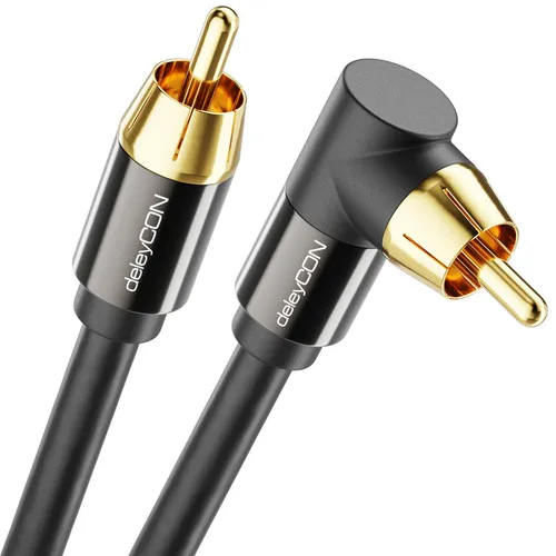 deleyCON 5m Subwoofer Kabel Cinch RCA Koaxialkabel Winkelstecker