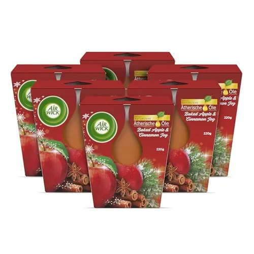 Air Wick Große Wohlfühl-Duftkerze Baked Apple & Cinnamon Joy 6x105g