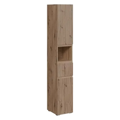 Vicco Hochschrank Takumi, Artisan, 30 x 181 cm - Stylischer Badschrank im Japandi-Stil für elegante Ordnung. Optimaler Stauraum für Handtücher und Pflegeprodukte, gefertigt aus strapazierfähiger Spanplatte.