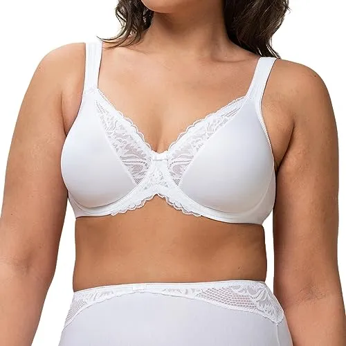 Triumph Modern Lace + Cotton W Bügel-BH (75F Weiß) - Klassische BHs für Damen, zeitloses Spitzen-Design, bietet festen Halt und hohen Tragekomfort für den ganzen Tag.
