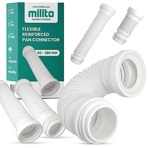 Millto™ WC Anschluss Flexibler Toilettenanschluss Verstärkt 90-380mm Rohrabfluss Ausziehbarer Universeller Klosettbeckenanschluss Verbindungsstück Sanitäranschlüsse Abflussrohren