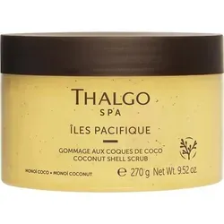 Thalgo Iles Pacifique Coconut Shell Scrub 270g - Körperpflege mit tropischem Peeling, kombiniert Kokosnussschalen und Meersalz für glatte, strahlende Haut und einen zarten Monoi-Duft.