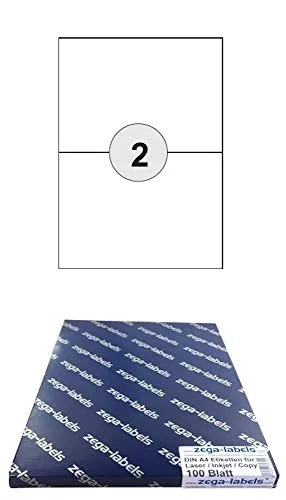 Etiketten 210 x 148 mm selbstklebend auf DIN A4 Bögen (1x2 Etiketten DIN A5)