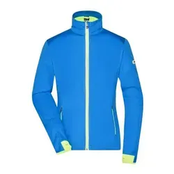 Ladies' Sports Softshell Jacket blau/gelb/neon, Gr. L - Funktionelle Softshell-Jacke für Sport und Freizeit in modischem Design. Leichtes, elastisches Material, wind- und wasserdicht mit atmungsaktiven Eigenschaften. Praktische Taschen und reflektierende Details für Sichtbarkeit.