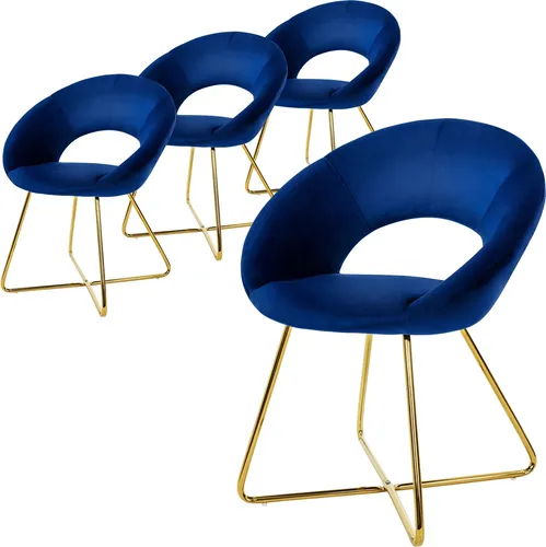 ML-DESIGN Stuhl Samtstuhl mit goldenen Metallbeinen (4er Set)