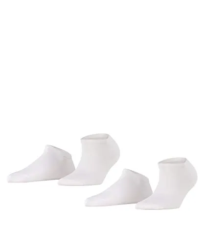 ESPRIT Damen Sneakersocken Uni Multipack W Sn Baumwolle kurz einfarbig 2 Paar, Weiß White 2000, 35-38