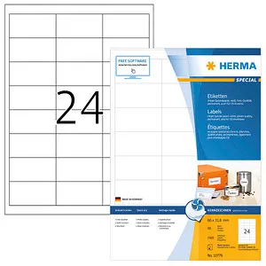 HERMA Inkjet-Etiketten 66 x 33,8 mm - Weiß - Universaletiketten für alle Inkjet-Drucker, ideal zum Beschriften und Organisieren. Hohe Klebkraft und ausgezeichnete Druckqualität für professionelle Ergebnisse.