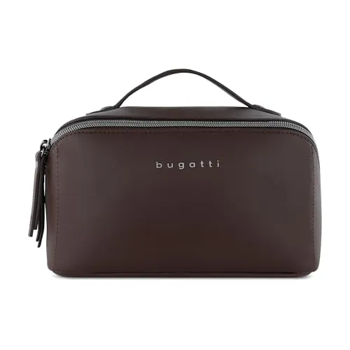 bugatti Almata Kulturbeutel Damen – Make-up-Tasche für Reisen, braun - Make-up Taschen & Etuis – Mit großer Öffnung und Handgriff, ideal für Ordnung und Komfort auf Reisen. Handgefertigt aus hochwertigem Kunstleder.