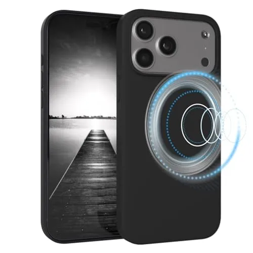 EAZY CASE Magnetische Silikon Hülle für iPhone 17 Pro Max - MagSafe-kompatibel, Premium-Liquid-Silikon, Stoßfest, Kameraschutz, Mikrofaser-Innenfutter, Slim Cover Handyhülle Bumper - Schwarz