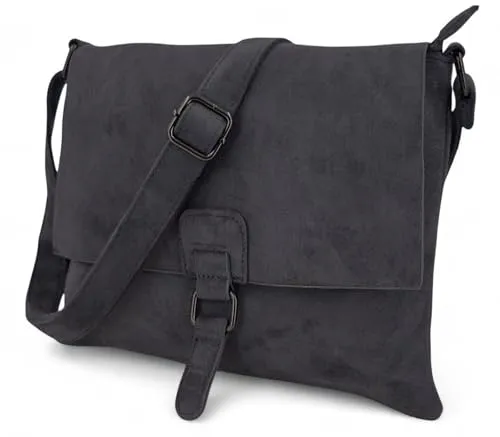 styleBREAKER Damen Umhängetasche - Elegante samtige Crossbody Bag - Damen-Schultertaschen mit weicher samtiger Oberfläche und praktischen Fächern. Ideal für stilvolle Outfits und flexibel tragbar dank verstellbarem Gurt.