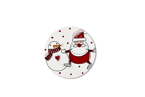 Excelsa Snowman Topfuntersetzer, Durchmesser: 16 cm, aus Keramik und Kork, Mehrfarbig