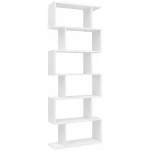 Wohnling Bücherregal WL5.691 - Modernes Standregal in Weiß - Bücherregal mit 6 Fächern, ideal für Ordnung und Präsentation. Robuste Spanplatte, modernes Design und hohe Funktionalität für jeden Wohnraum.