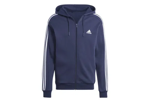 ADIDAS Herren Kapuzensweat Essentials 3-Streifen - Hoodies mit klassischem 3-Streifen-Design, aus 70% recyceltem Material, gemütlich und warm durch weitenregulierbare Kapuze und Seitentaschen.