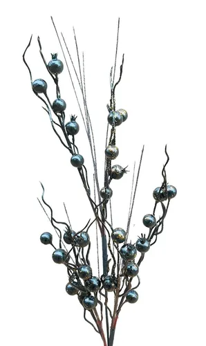 artplants Kunst Apfelrosen Zweig Argyle, Hagebutten, Glitzer, schwarz, 90cm