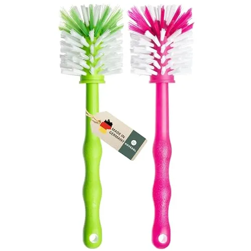 2er Set Mixbehälter Spülbürste, Reinigungsbürste perfekt zum Reinigen von Mixbehältern von Küchenmaschinen, Standmixer u.v.m. Zubehör Bürste (1x Grün/ 1x Pink)