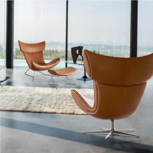 Luxuriöser 1-Sitzer Lounge Sessel aus Leder und Textil - Moderner Sessel mit elegantem Design, ideal für Wohnzimmer oder Arbeitszimmer. Bequeme Polsterung und stabile Holzstruktur sorgen für hohen Sitzkomfort.