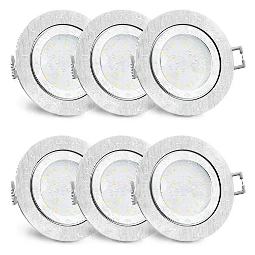 SSC-LUXon 6er Set RW-2 Einbauleuchten LED für Bad - Extra flache LED Badleuchten mit IP44 Wasserschutz, ideal für Deckenbeleuchtung. Inklusive 6x 4W neutralweißem LED Modul für angenehmes Licht und einfachen Einbau.