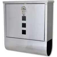 Eleganter Edelstahl Briefkasten mit Zeitungshalter - Hochwertiger Briefkasten aus Edelstahl mit Briefschlitz und zwei Schlüsseln. Inklusive Zeitungshalter und praktischen Sichtfenstern für die Postkontrolle.
