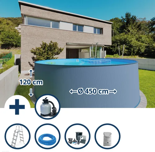Stahlwandpool Set 450 x 120 cm – Komplett-Set für den Garten