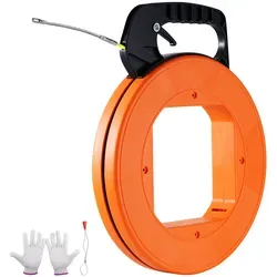 VEVOR Einziehhilfe - Fiberglas-Drahtzieher 60,96 m - Messgeräte: Hochwertiger Fiberglas-Drahtzieher mit verbessertem Griff für reibungsloses Kabelziehen durch enge Kurven, ideal für Elektroinstallationen.