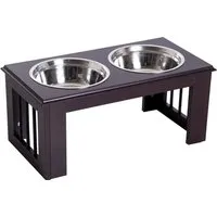 Erhöhter Hundenapf aus Edelstahl - Futternapf für Haustiere, elegantes Design aus MDF und Edelstahl, ideal für eine ergonomische Fütterung und weniger Nackenbelastung für Ihren Hund.
