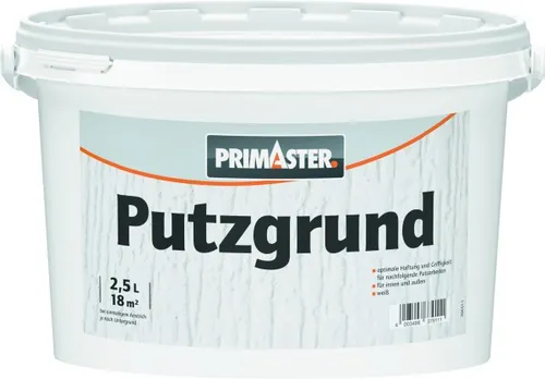 Primaster Putzgrund 2,5 L weiß - Hochwertige Baugrundierung - Baugrundierung & Imprägnierung, ideal für optimale Haftung und gleichmäßige Oberflächenvorbereitung bei Renovierungsprojekten.