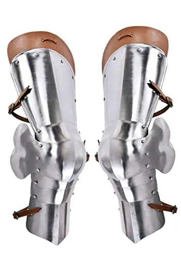 Battle-Merchant Spätmittelalter-Beinzeug aus 1,2 mm Stahl - Hochwertiges Beinzeug aus 1,2 mm Stahl, ideal für LARP, Cosplay und Mittelalter-Fans. Lieferumfang: 1 Paar mit poliertem Finish für einen authentischen Look.