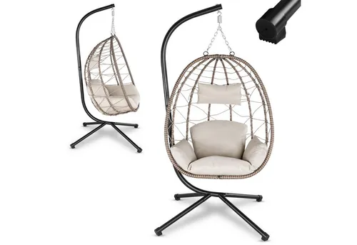 Juskys Korb-Hängesessel Aria – Faltbar & Höhenverstellbar in beige von Juskys