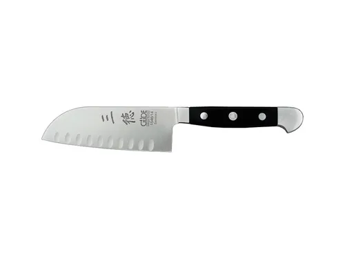 GÜDE Santoku Kochmesser 14 cm - Handmade in Germany - Kochmesser der Alpha Serie mit Doppelkropf, geschmiedet aus hochwertigem Chrom-Vanadium-Molybdän Stahl, ideal für präzise Schnitte bei Fleisch, Fisch und Gemüse.
