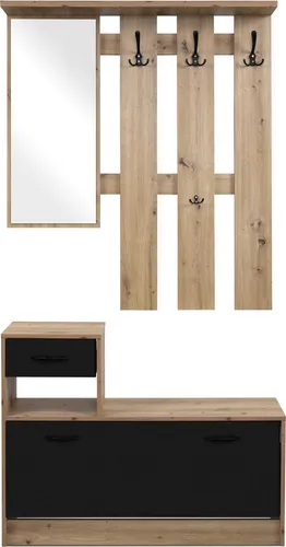 Garderobe RUDOLF 2-teilig mit Spiegel und Hutablage