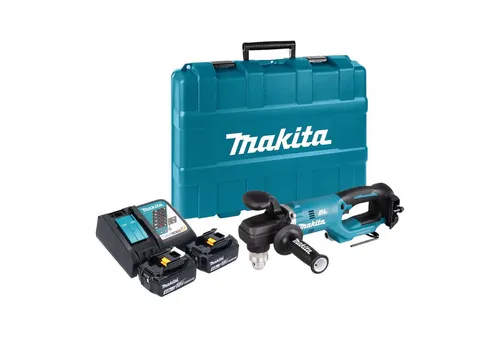 Makita DDA 450 Akku Winkelbohrmaschine mit 2x 4,0Ah Akku und Ladegerät - Kompakte Akku Winkelbohrmaschine für präzise Bohrarbeiten, ausgestattet mit zwei Geschwindigkeitsstufen und ergonomischem Griff für optimalen Komfort. Im Lieferumfang sind 2 Akkus und ein Transportkoffer enthalten.