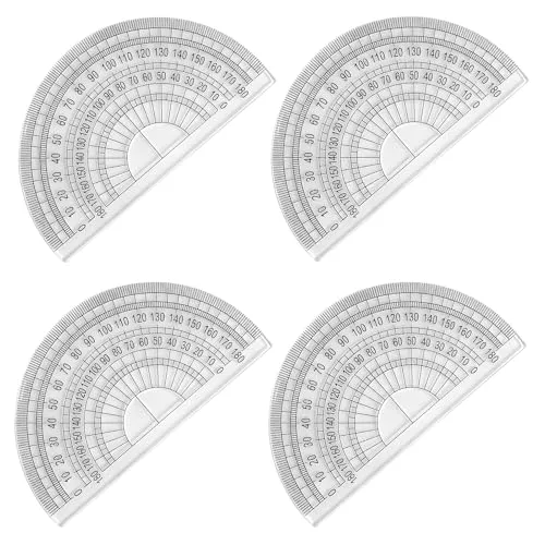 SZXMDKH Winkelmesser aus Kunststoff für Winkelmessung, Studenten, Mathematik, 180 Grad, 10,2 cm, transparent (4 Stück Winkelmesser)