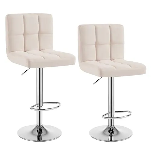 Woltu Barhocker (2 St) - Verstellbar und Drehbar - Stylische Barhocker aus atmungsaktivem Leinen, höhenverstellbar und mit ergonomischer Fußstütze für optimalen Komfort. Ideal für moderne Wohnräume und gesellige Abende.