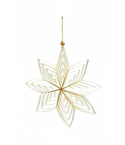 Spetebo Weihnachtsstern 3D aus Papier in weiß - 15 cm/klein - Weihnachts Deko Hänger mit goldenem Glitzer - Advent Winter Fenster Dekoration zum Hängen
